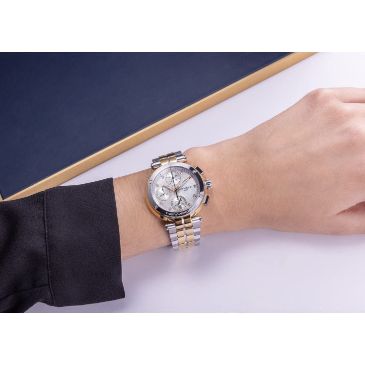 Newport Chronograph 35688BT89 Pırlantalı Bicolor Kadın Kol Saati